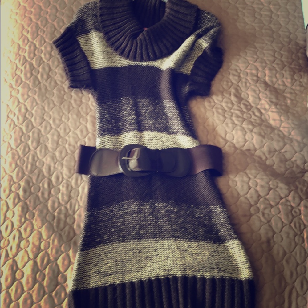 Brown striped sweater dress